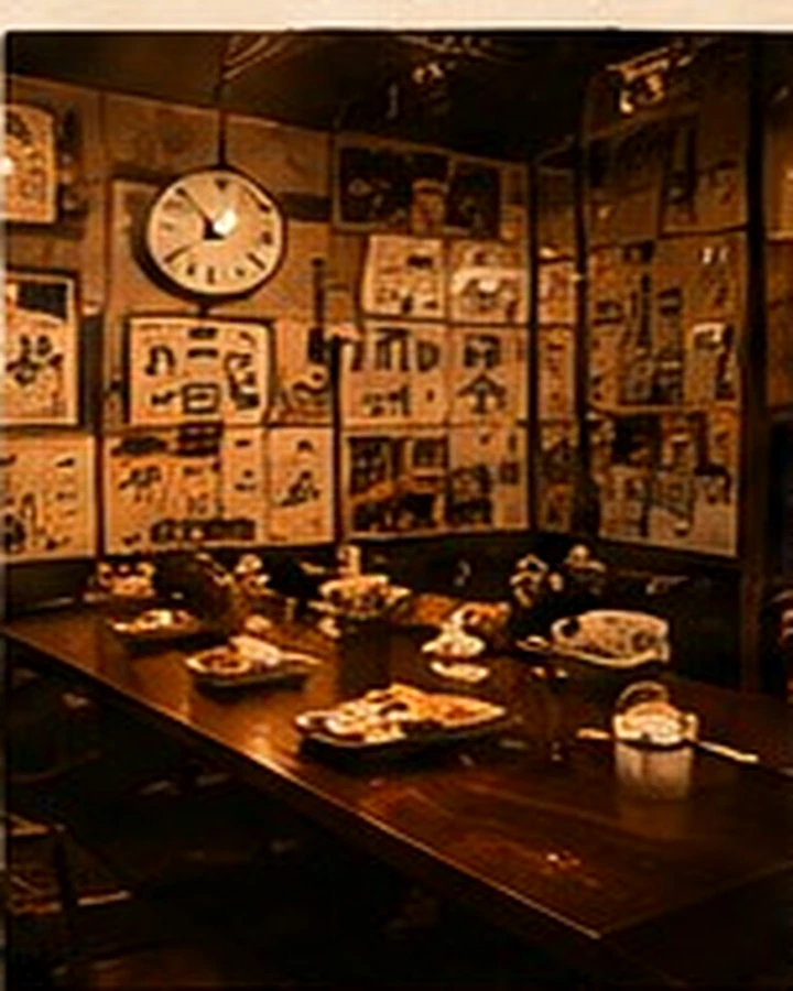 歴史を刻んだ店内のテーブル席